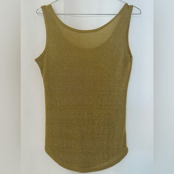 VINTAGE Glitter Gold LUREX Tank TOP SIZE M - Picture 1 of 4